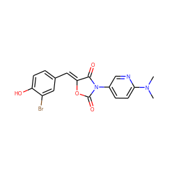 CN(C)c1ccc(N2C(=O)O/C(=C\c3ccc(O)c(Br)c3)C2=O)cn1 ZINC000084634112