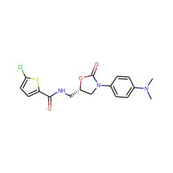 CN(C)c1ccc(N2C[C@H](CNC(=O)c3ccc(Cl)s3)OC2=O)cc1 ZINC000012354881