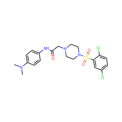 CN(C)c1ccc(NC(=O)CN2CCN(S(=O)(=O)c3cc(Cl)ccc3Cl)CC2)cc1 ZINC000036227743