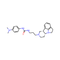 CN(C)c1ccc(NC(=O)NCCCN2CC[C@@H]3[C@H](C2)c2cccc4c2N3CC4)cc1 ZINC000013443432