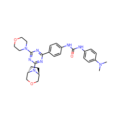 CN(C)c1ccc(NC(=O)Nc2ccc(-c3nc(N4CCOCC4)nc(N4[C@H]5CC[C@H]4COC5)n3)cc2)cc1 ZINC000101366743