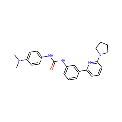 CN(C)c1ccc(NC(=O)Nc2cccc(-c3cccc(N4CCCC4)n3)c2)cc1 ZINC000299834569