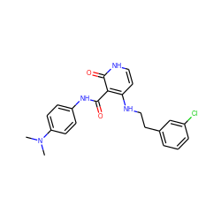 CN(C)c1ccc(NC(=O)c2c(NCCc3cccc(Cl)c3)cc[nH]c2=O)cc1 ZINC000059032015