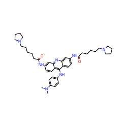 CN(C)c1ccc(Nc2c3ccc(NC(=O)CCCCCN4CCCC4)cc3nc3cc(NC(=O)CCCCCN4CCCC4)ccc23)cc1 ZINC000028568222