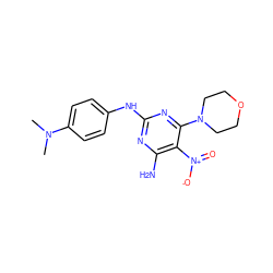 CN(C)c1ccc(Nc2nc(N)c([N+](=O)[O-])c(N3CCOCC3)n2)cc1 ZINC000005569741