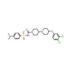 CN(C)c1ccc(S(=O)(=O)NC(=O)N2CCC(N3CCC(Oc4ccc(Cl)c(Cl)c4)CC3)CC2)cc1 ZINC000095555908