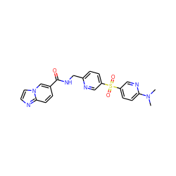 CN(C)c1ccc(S(=O)(=O)c2ccc(CNC(=O)c3ccc4nccn4c3)nc2)cn1 ZINC001772601855