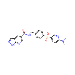 CN(C)c1ccc(S(=O)(=O)c2ccc(CNC(=O)c3cnc4[nH]ncc4c3)cc2)cn1 ZINC000145244975