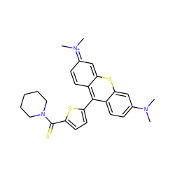 CN(C)c1ccc2c(-c3ccc(C(=S)N4CCCCC4)s3)c3ccc(=[N+](C)C)cc-3sc2c1 ZINC000040956217