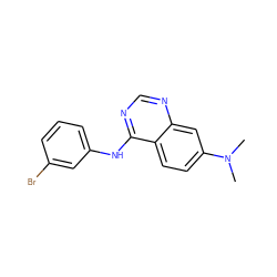 CN(C)c1ccc2c(Nc3cccc(Br)c3)ncnc2c1 ZINC000003815187