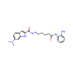 CN(C)c1ccc2cc(C(=O)NCCCCCC(=O)Nc3ccccc3N)[nH]c2c1 ZINC000117582162