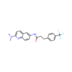 CN(C)c1ccc2cc(NC(=O)CCc3ccc(C(F)(F)F)cc3)ccc2n1 ZINC000036351759