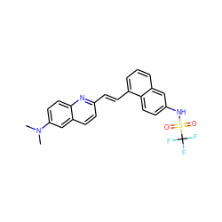 CN(C)c1ccc2nc(/C=C/c3cccc4cc(NS(=O)(=O)C(F)(F)F)ccc34)ccc2c1 ZINC000013560076