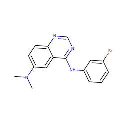 CN(C)c1ccc2ncnc(Nc3cccc(Br)c3)c2c1 ZINC000003815266