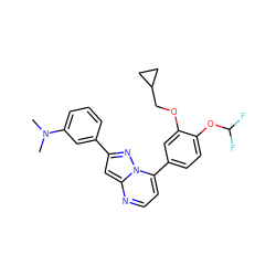 CN(C)c1cccc(-c2cc3nccc(-c4ccc(OC(F)F)c(OCC5CC5)c4)n3n2)c1 ZINC000045358875