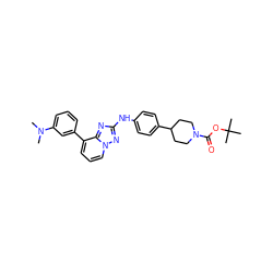 CN(C)c1cccc(-c2cccn3nc(Nc4ccc(C5CCN(C(=O)OC(C)(C)C)CC5)cc4)nc23)c1 ZINC000096169862