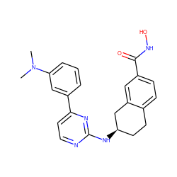 CN(C)c1cccc(-c2ccnc(N[C@@H]3CCc4ccc(C(=O)NO)cc4C3)n2)c1 ZINC000113846697