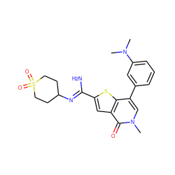 CN(C)c1cccc(-c2cn(C)c(=O)c3cc(/C(N)=N/C4CCS(=O)(=O)CC4)sc23)c1 ZINC000653692034