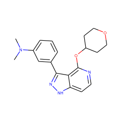 CN(C)c1cccc(-c2n[nH]c3ccnc(OC4CCOCC4)c23)c1 ZINC000146714757