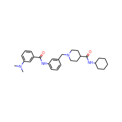 CN(C)c1cccc(C(=O)Nc2cccc(CN3CCC(C(=O)NC4CCCCC4)CC3)c2)c1 ZINC001772600598