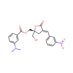 CN(C)c1cccc(C(=O)OC[C@]2(CO)C/C(=C\c3cccc([N+](=O)[O-])c3)C(=O)O2)c1 ZINC000040893860