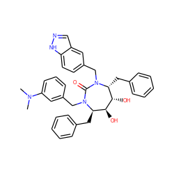 CN(C)c1cccc(CN2C(=O)N(Cc3ccc4[nH]ncc4c3)[C@H](Cc3ccccc3)[C@H](O)[C@@H](O)[C@H]2Cc2ccccc2)c1 ZINC000026478979