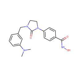 CN(C)c1cccc(CN2CCN(c3ccc(C(=O)NO)cc3)C2=O)c1 ZINC000205705813