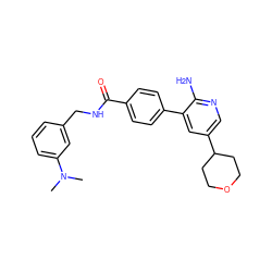 CN(C)c1cccc(CNC(=O)c2ccc(-c3cc(C4CCOCC4)cnc3N)cc2)c1 ZINC001772624786