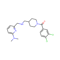 CN(C)c1cccc(CNCC2CCN(C(=O)c3ccc(Cl)c(Cl)c3)CC2)n1 ZINC000013782304