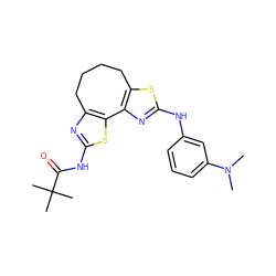 CN(C)c1cccc(Nc2nc3c(s2)CCCCc2nc(NC(=O)C(C)(C)C)sc2-3)c1 ZINC000209984191