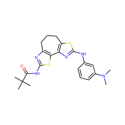 CN(C)c1cccc(Nc2nc3c(s2)CCCc2nc(NC(=O)C(C)(C)C)sc2-3)c1 ZINC000299833659