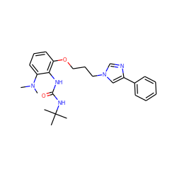 CN(C)c1cccc(OCCCn2cnc(-c3ccccc3)c2)c1NC(=O)NC(C)(C)C ZINC000013827538