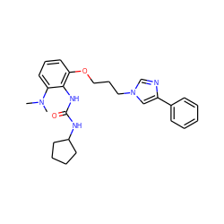 CN(C)c1cccc(OCCCn2cnc(-c3ccccc3)c2)c1NC(=O)NC1CCCC1 ZINC000013827532