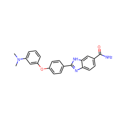 CN(C)c1cccc(Oc2ccc(-c3nc4ccc(C(N)=O)cc4[nH]3)cc2)c1 ZINC000034338422