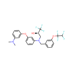 CN(C)c1cccc(Oc2cccc(N(Cc3cccc(OC(F)(F)C(F)F)c3)C[C@@H](O)C(F)(F)F)c2)c1 ZINC000026273224