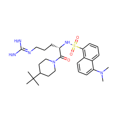 CN(C)c1cccc2c(S(=O)(=O)N[C@@H](CCCN=C(N)N)C(=O)N3CCC(C(C)(C)C)CC3)cccc12 ZINC000027883378