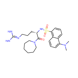 CN(C)c1cccc2c(S(=O)(=O)N[C@@H](CCCN=C(N)N)C(=O)N3CCCCCC3)cccc12 ZINC000027897370