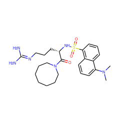 CN(C)c1cccc2c(S(=O)(=O)N[C@@H](CCCN=C(N)N)C(=O)N3CCCCCCC3)cccc12 ZINC000027983262