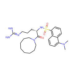 CN(C)c1cccc2c(S(=O)(=O)N[C@@H](CCCN=C(N)N)C(=O)N3CCCCCCCC3)cccc12 ZINC000027986668