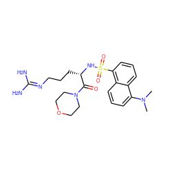 CN(C)c1cccc2c(S(=O)(=O)N[C@@H](CCCN=C(N)N)C(=O)N3CCOCC3)cccc12 ZINC000027901011