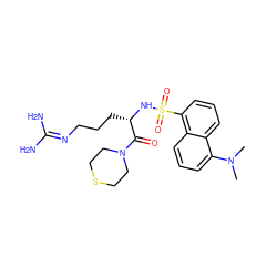 CN(C)c1cccc2c(S(=O)(=O)N[C@@H](CCCN=C(N)N)C(=O)N3CCSCC3)cccc12 ZINC000027897855