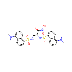 CN(C)c1cccc2c(S(=O)(=O)NC[C@H](NS(=O)(=O)c3cccc4c(N(C)C)cccc34)C(=O)NO)cccc12 ZINC000049881508