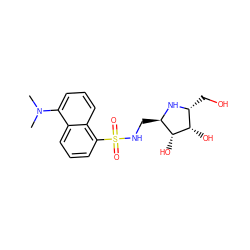 CN(C)c1cccc2c(S(=O)(=O)NC[C@H]3N[C@H](CO)[C@H](O)[C@@H]3O)cccc12 ZINC000028763781