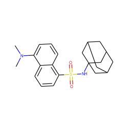 CN(C)c1cccc2c(S(=O)(=O)NC34CC5CC(CC(C5)C3)C4)cccc12 ZINC000072114530