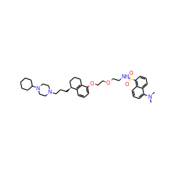 CN(C)c1cccc2c(S(=O)(=O)NCCOCCOc3cccc4c3CCC[C@@H]4CCCN3CCN(C4CCCCC4)CC3)cccc12 ZINC000072178709