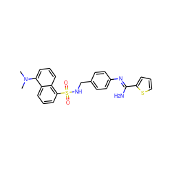 CN(C)c1cccc2c(S(=O)(=O)NCc3ccc(N=C(N)c4cccs4)cc3)cccc12 ZINC001772636642