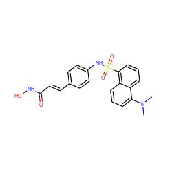 CN(C)c1cccc2c(S(=O)(=O)Nc3ccc(/C=C/C(=O)NO)cc3)cccc12 ZINC000013493381