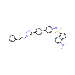 CN(C)c1cccc2c(S(=O)(=O)Nc3ccc(-c4ccc(-c5cn(CCCc6ccccc6)nn5)cc4)cc3)cccc12 ZINC000066122844