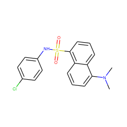 CN(C)c1cccc2c(S(=O)(=O)Nc3ccc(Cl)cc3)cccc12 ZINC000013761354