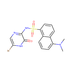 CN(C)c1cccc2c(S(=O)(=O)Nc3ncc(Br)[nH]c3=O)cccc12 ZINC000013761370